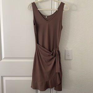 Brown wrap dress